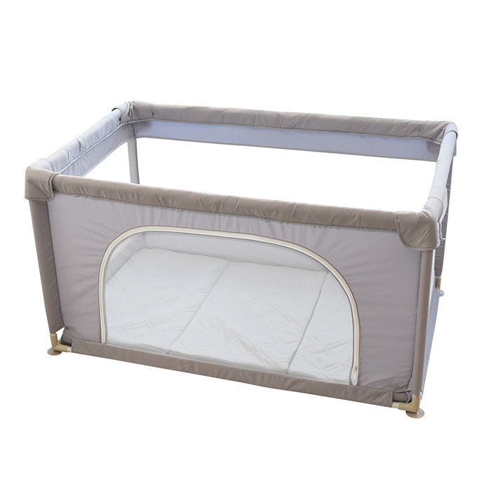 グレーのメッシュベビーベッド ZOOBLY ベビー用メッシュカバー付きベッド グレー